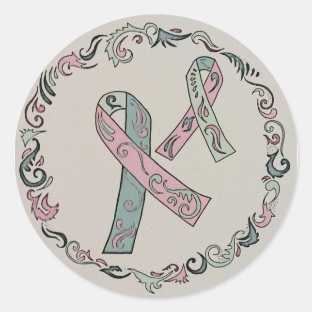 Metastatic Breast Cancer Ribbons Classic Round Sticker (Front)