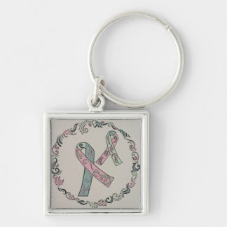 Metastatic Breast Cancer Ribbons Key Ring
