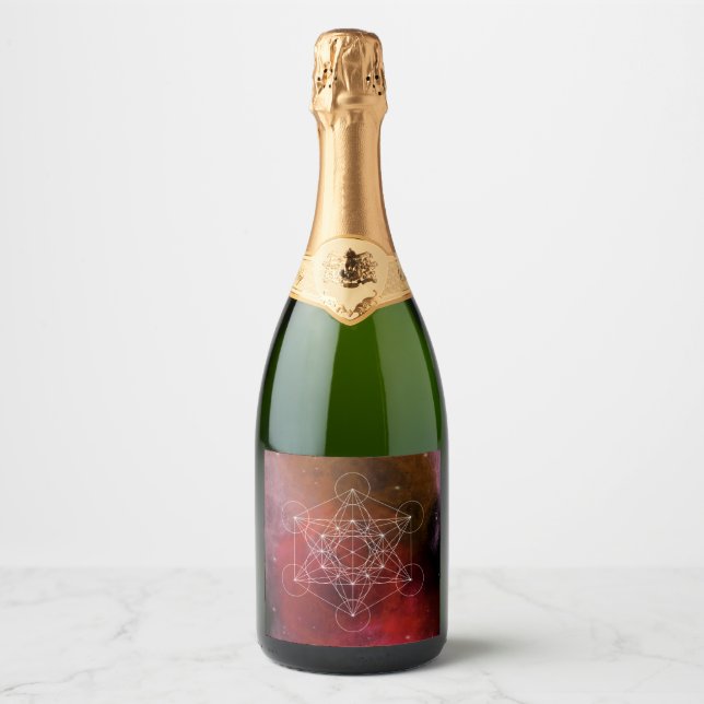 Metatron, chakra,zen,sacred geometric, angel sparkling wine label (Front)