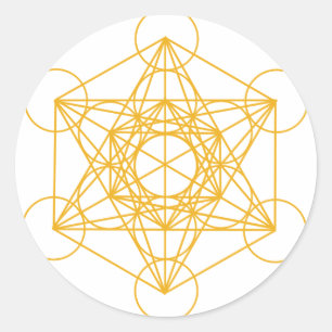 Metatron Cube Gold Classic Round Sticker