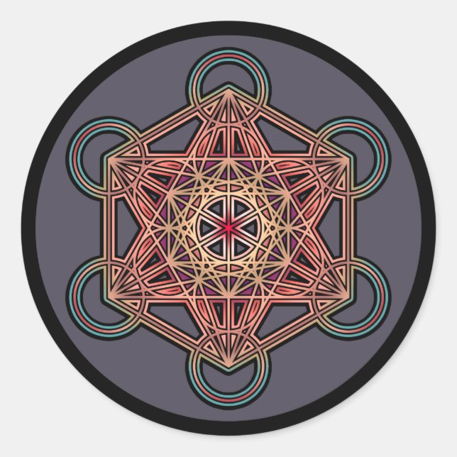 metatron-cube-mandala-4 classic round sticker (Front)