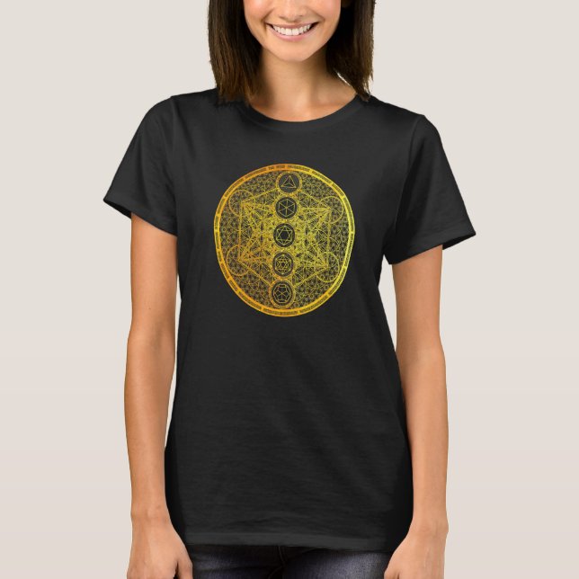 Metatron Cube Platonic Solids Sacred Geometry Meta T-Shirt (Front)
