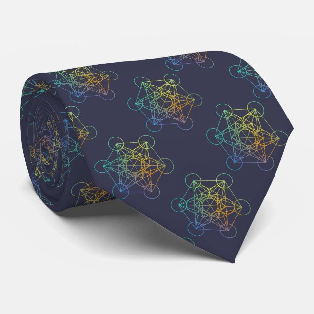 Metatron Cube Sacred Geometry Tie (Rolled)
