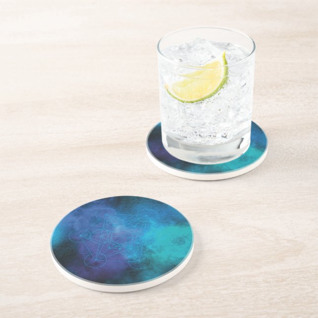 Metatron Ocean – Sacred Geometry Coaster (Side)
