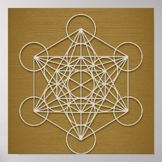 Metatron’s Cube Bronze White Poster
