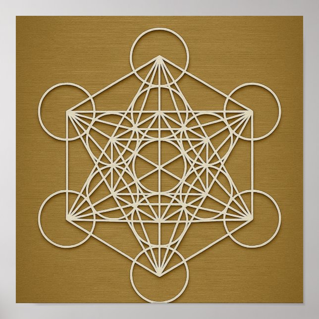 Metatron’s Cube Bronze White Poster (Front)