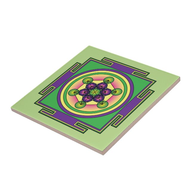 Metatron’s Cube Mandala Ceramic Tile (Side)