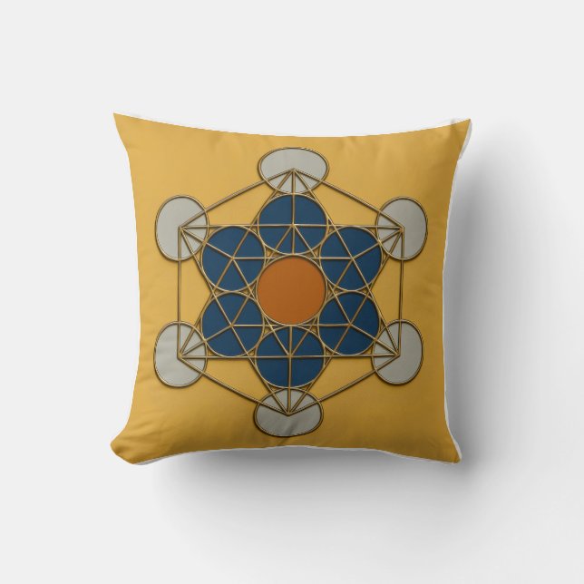 Metatron’s Cube Sacred Geometry Throw Pillow (Front)