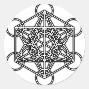 Metatron's Cube (Black) Classic Round Sticker