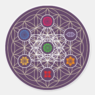 Metatrons Cube, Chakras, Cosmic Energy Centres Classic Round Sticker