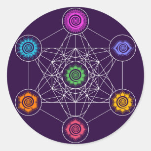 Metatrons Cube, Chakras, Cosmic Energy Centres Classic Round Sticker