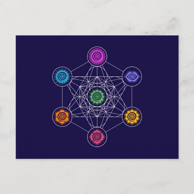 Metatrons Cube, Chakras, Cosmic Energy Centres Postcard (Front)