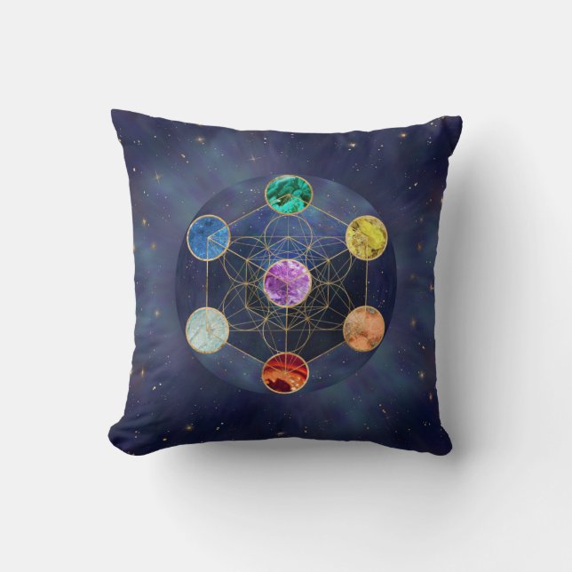 Metatron's Cube Chakras Sacred Geometry Cushion (Front)