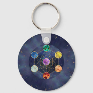 Metatron's Cube Chakras Sacred Geometry Key Ring