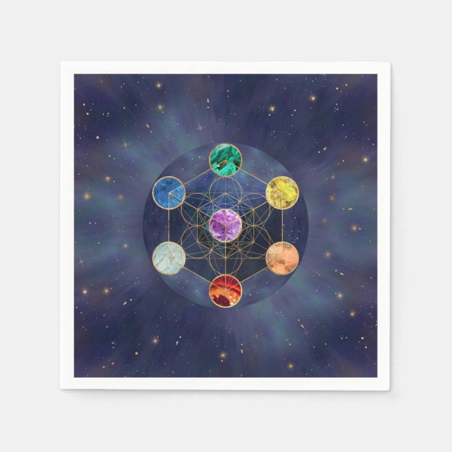 Metatron's Cube Chakras Sacred Geometry Napkin (Front)