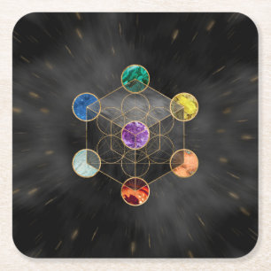 Metatron's Cube Chakras Sacred Geometry Square Paper Coaster