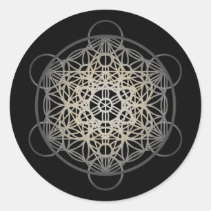 Metatron's Cube Flower of Life - Silver Version 2 Classic Round Sticker