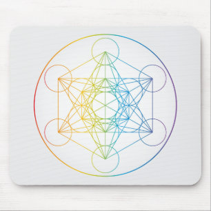 Metatron's Cube Illustration Rainbow Colors Mouse Pad