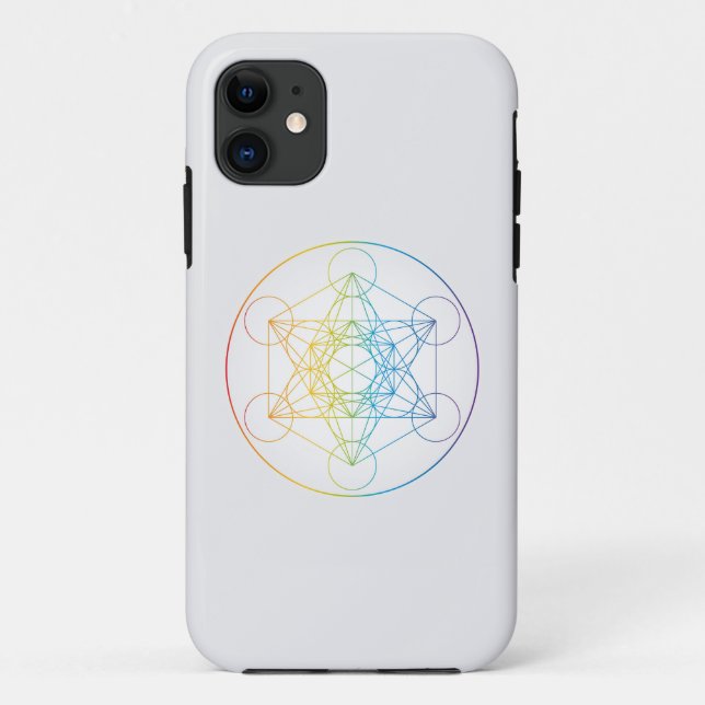 Metatron's Cube Illustration Rainbow Colours Sacre Case-Mate iPhone Case (Back)