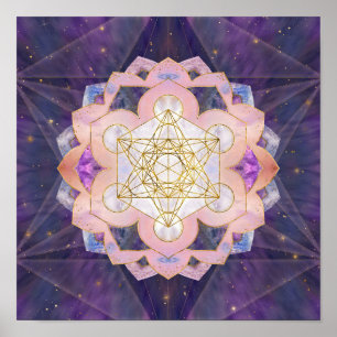 Metatron's Cube in Gemstone lotus Poster