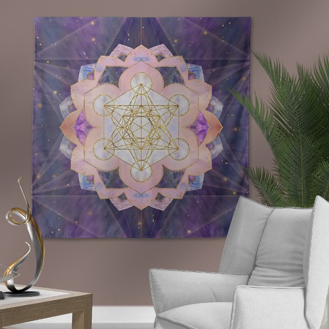 Metatron's Cube in Gemstone lotus Tapestry (Creator Uploaded)