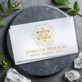 Metatron's cube in lotus flower business card