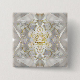 Metatron's Cube in lotus Sacred Geometry 15 Cm Square Badge