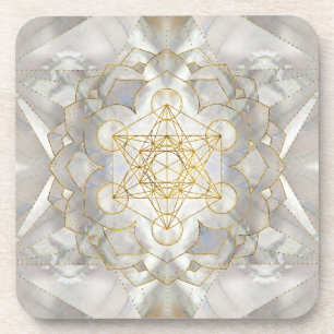 Metatron's Cube in lotus Sacred Geometry Coaster