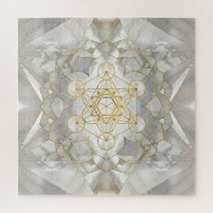 Metatron's Cube in lotus Sacred Geometry Jigsaw Puzzle