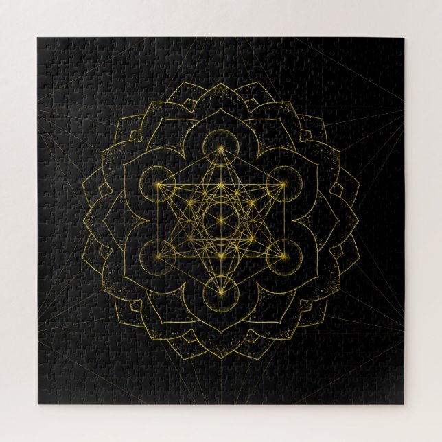 Metatron's Cube in lotus Sacred Geometry Jigsaw Puzzle (Vertical)