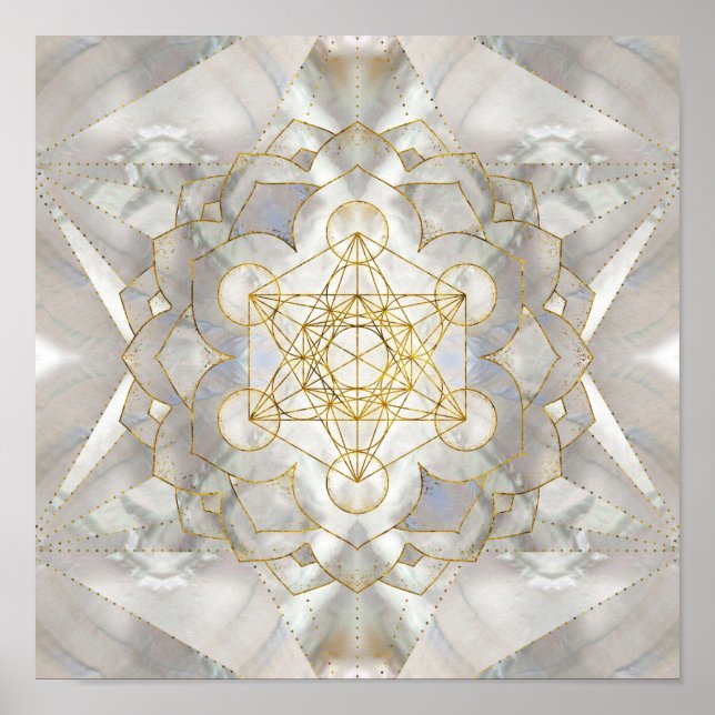 Metatron's Cube in lotus Sacred Geometry Poster (Front)