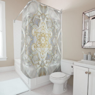 Metatron's Cube in lotus Sacred Geometry Shower Curtain