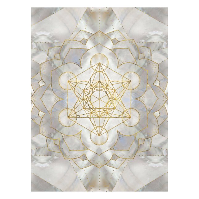 Metatron's Cube in lotus Sacred Geometry Tablecloth (Front)