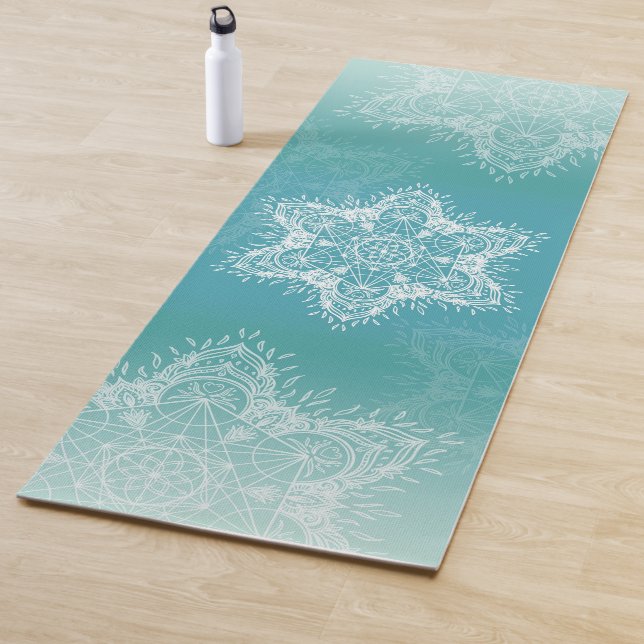 Metatrons cube Mandala turquoise Yoga Mat (In Situ)