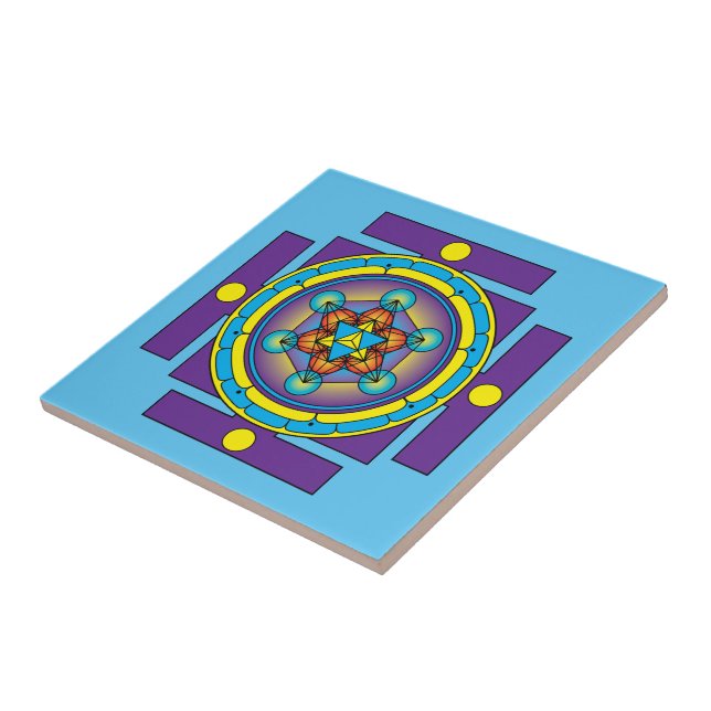 Metatron's Cube Merkaba Mandala Ceramic Tile (Side)