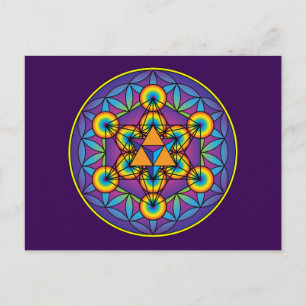 Metatron's Cube Merkaba on Flower of Life Postcard