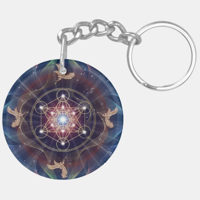 Metatron's Cube - Merkabah - Sacred Geometry Key Ring (Back Left)