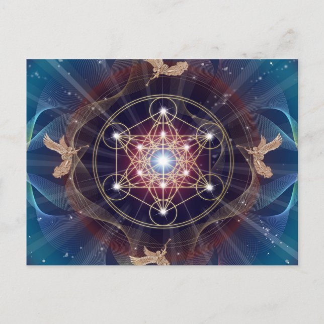 Metatron's Cube - Merkabah - Sacred Geometry Postcard (Front)