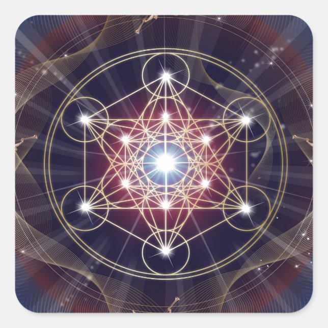 Metatron's Cube - Merkabah Square Sticker (Front)