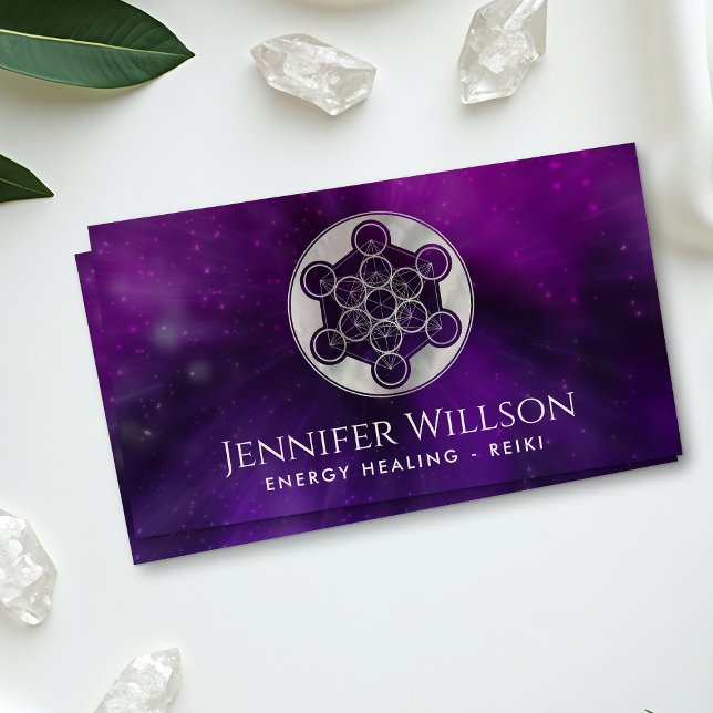 Metatron's cube - Pearl and Violet Business Card (Creator Uploaded)