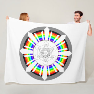 Metatron's Cube Rainbow Prism Fleece Blanket