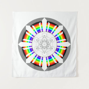 Metatron's Cube Rainbow Prism Tapestry