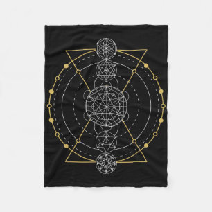 Metatron's Cube Sacred Geometry Fruit Of Life Spir Fleece Blanket