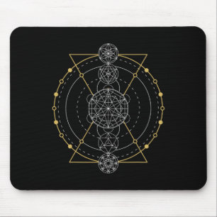 Metatron's Cube Sacred Geometry Fruit Of Life Spir Mouse Pad