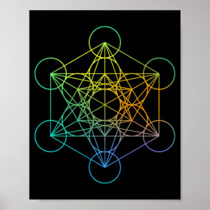 Metatrons Cube Sacred Geometry Funny Family Retro  Poster