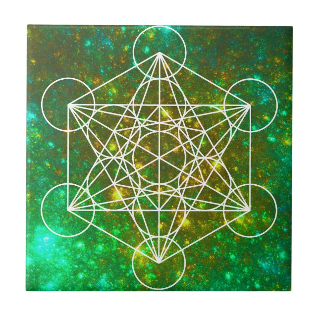 Metatron's Cube, Sacred Geometry, Spiritual Symbol Ceramic Tile (Front)