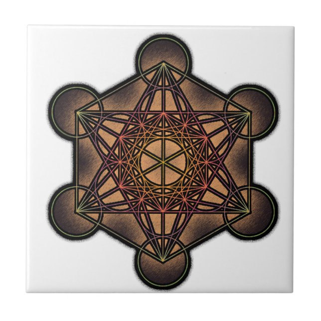 Metatron's Cube - Sacred Geometry Symbol Ceramic Tile (Front)