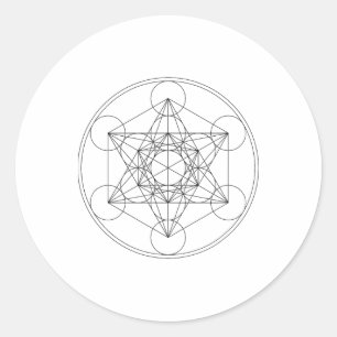 Metatrons Cube Sacred Geometry Yoga Spiritual Symb Classic Round Sticker