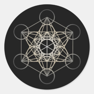 Metatron's Cube - Silver Version Classic Round Sticker
