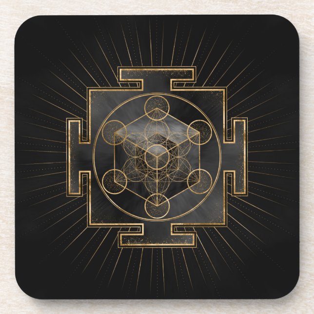 Metatron's Cube Sri Yantra Sacred Geometry Coaster (Front)